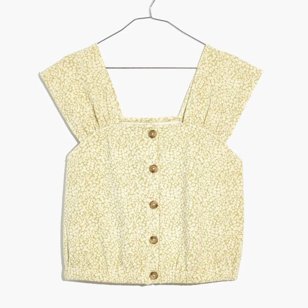 Madewell Women's Floral Jacquard Button-Front Top Size Medium